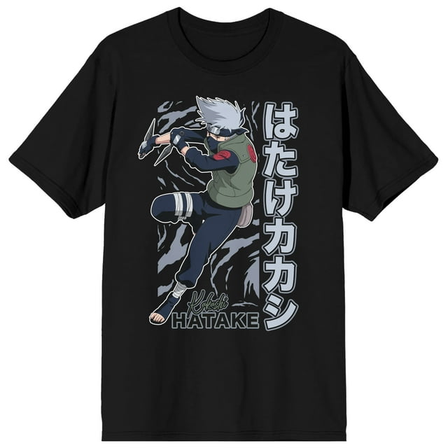Naruto Shippuden Kakeshi Hatake Men's Black Graphic Tee-Small
