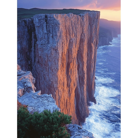 Sunset Cliff Ocean Canvas Print/Wall Art, Suitable for Living Room, Hotel, and Restaurant Decoration.