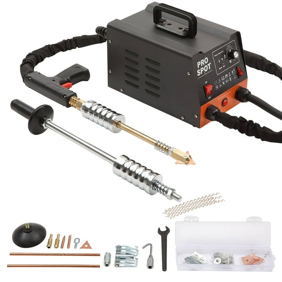 KFFKFF Spot Welder Dent Repair Kit, Puller Stud Welder Dent Repair 3KW Car Body Dent 6 Welding Modes Multi-Spot Dent Puller Welder with 16 Types of Welding Accessories for Car Repair
