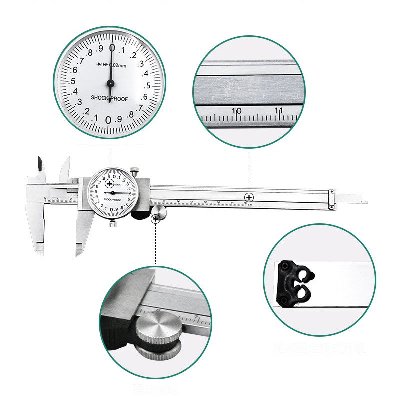 1 Pc High Precision Stainless Steel Dial Caliper 0-150mm 6'' Shockproof Table Vernier Caliper;1 Pc Caliper 0-150mm 6'' High Precision Stainless Steel Dial Caliper - image 4 of 7