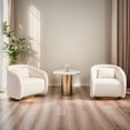 thumbnail image 5 of Teddy Boucle Swivel Barrel Accent Chair - 360 Degree Solid Wood Base, Modern Upholstered Comfy Reading Chair for Living Room/Bedroom/Apartment Office, 5 of 14