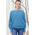 thumbnail image 4 of YEKEYI Batwing Sleeve Jumpers for Women Boat Neck Off Shoulder Dolman Knitted Sweaters Ladies Pullovers Tops, 4 of 5