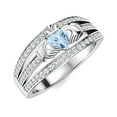 thumbnail image 2 of Mooneye Claddagh 5 mm Heart Aquamarine Women Valentines Day Gift Ring 925 Sterling Silver, 2 of 3