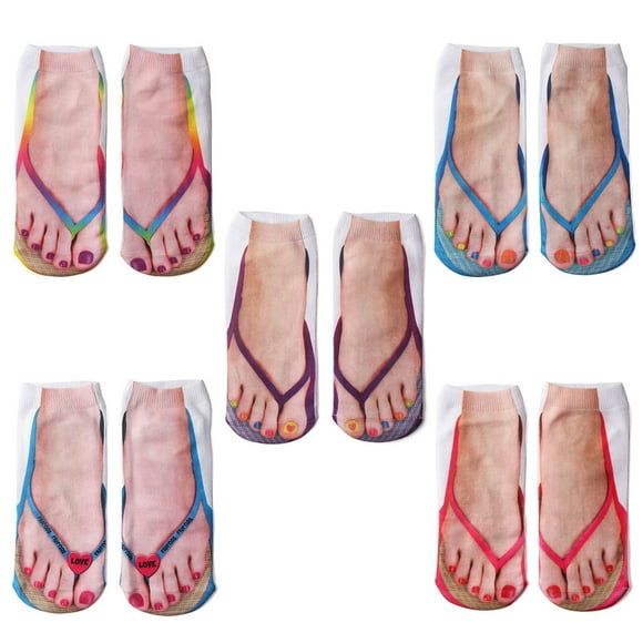 5PCS Manicure Print Socks, Breathable Casual Personalized Socks For Christmas Great Gift