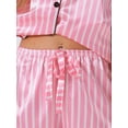 thumbnail image 5 of INSPIRE CHIC Womens Pajama Set Satin Silky 2 Piece Lounge Sets Ruffle Button Down Short Sleeve Shirt Shorts Sleepwear L Pink Striped, 5 of 6