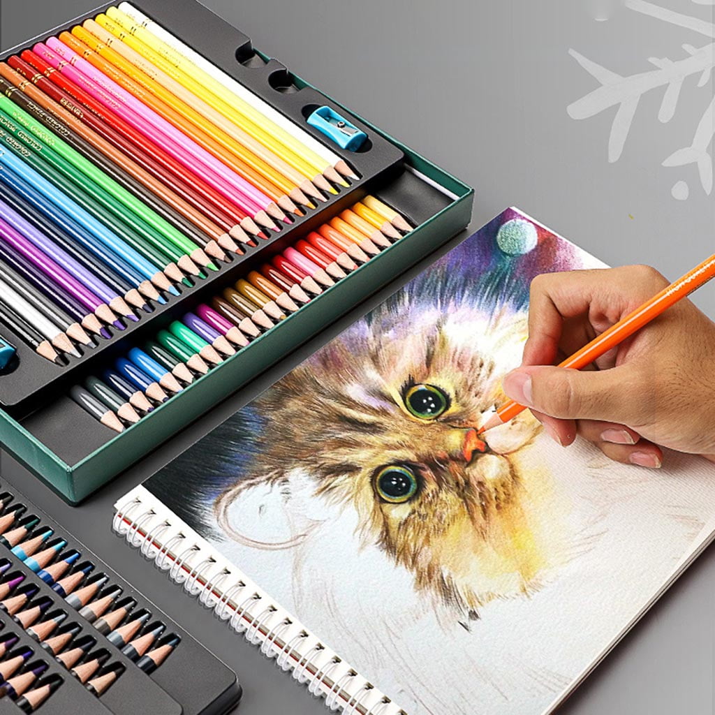 48/72/120/150/200 Colors Oily Colored Pencils Lead Paint Brush Pencil Kit for Adult Coloring Books Doodling Sketching