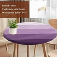 thumbnail image 5 of Geometric Stripes Round Fitted Table Cover Minimalist Purple Gradient Pattern Waterproof Table Cloth with Elastic Edge Wipeable Tablecloth for Picnic Camping Party Fits 45"-54" Diameter, 5 of 8