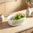 thumbnail image 4 of Cozival Deep Oval Plastic Colander with Double Handles, Thickened PP Strainer Basket for Vegetables Fruits Pasta, BPA Free Dishwasher Safe Kitchen Colander (Multicolor), 4 of 5