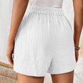 thumbnail image 6 of Women’S Shorts Double Layered Pleats Straight Leg Casual Pants High Waist Sports Loose Shorts Jean Shorts White S, 6 of 7