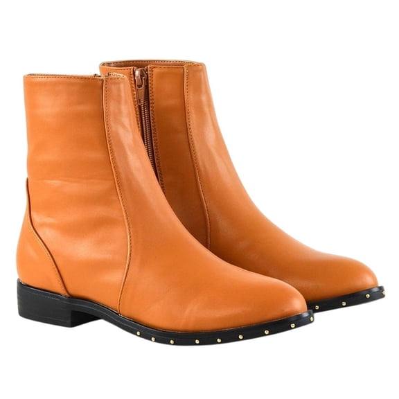 XY London Womens Nyane Studded Zipped Flat Ankle Boots