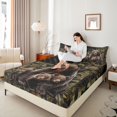 thumbnail image 3 of Castle Fairy USA Flag Safari Bear Bed Sheets 4-Piece,Green Woodland Camo Maple Stripes Full Size Sheets,Olive Brown Tan,1 Fitted Sheet,1 Flat Sheet and 2 Pillowcases, 3 of 6
