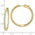 thumbnail image 2 of 925 Sterling Silver Polished Prong set Hinged hoop Gold Plated With Cubic Zirconia Round Hoop Earrings 32x33mm Wide 2mm, 2 of 2