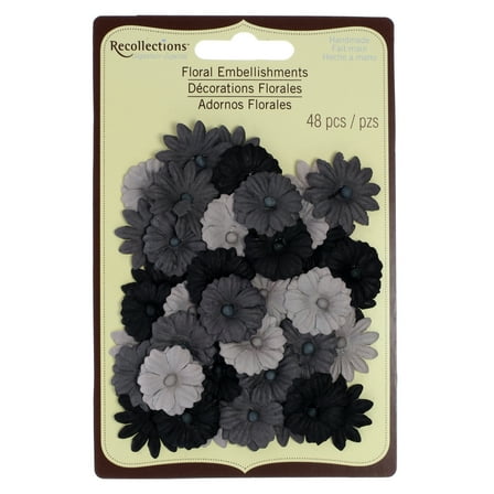 12 Packs: 48 ct. (572 total) Black Button Daisy Embellishments by Recollections