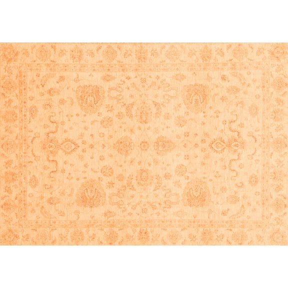 Ahgly Company Indoor Rectangle Oriental Orange Modern Area Rugs, 5' x 7'