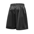 thumbnail image 5 of Men's Ice Silk Satin Five Quarter Shorts, Loose Wide Leg Elastic Waist Bright Quick Dry Fabric, Droopy Breathable Loungewear Shorts for Beach Vacation Indoor | TruHer,Black L, 5 of 9