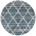 thumbnail image 3 of SAFAVIEH Melrose Giffard Geometric Quatrefoil Shag Area Rug, Navy/Ivory, 6'7" x 6'7" Round, 3 of 8