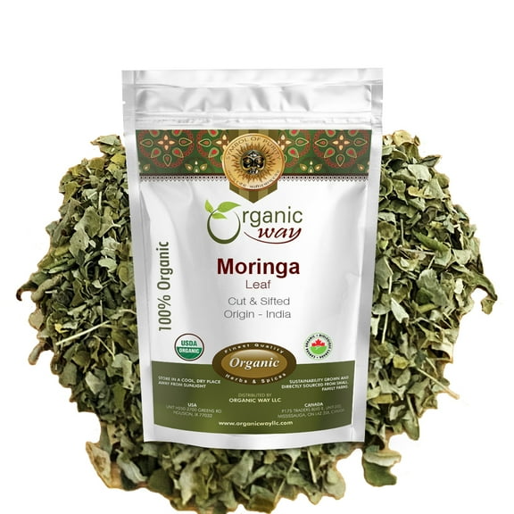 Organic Way Moringa/Drumstick Leaf Cut & Sifted (Moringa Oleifera) | Herbal Tea - Organic & Kosher Certified | Vegan | Non GMO & Gluten Free | USDA Certified | Origin - India (1/2 lbs / 8 oz)