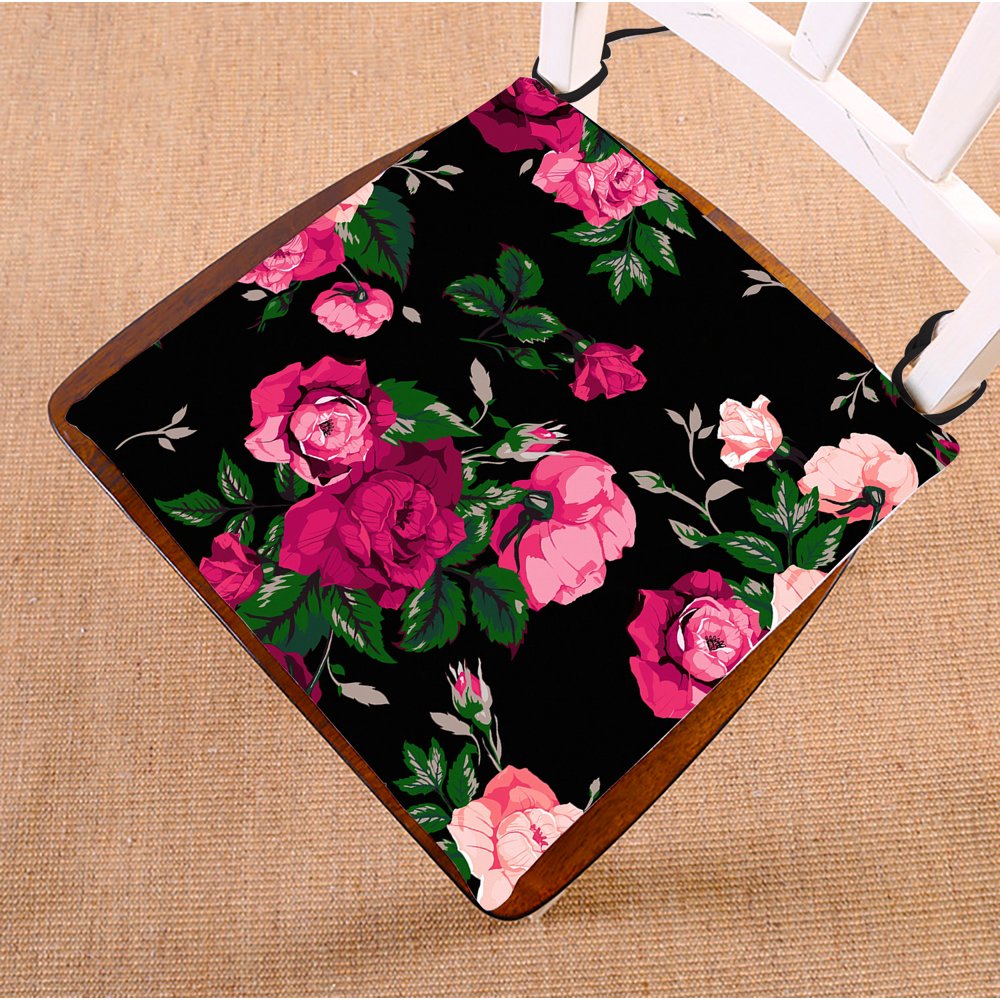 GCKG Red Rose Flower Pink Floral Chair Pad Seat Cushion Chair Cushion