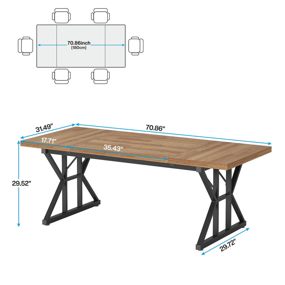 Spaco 6FT Conference Table, Rectangle Meeting Room Table Executive Desk, Desk for Indoor as Home, Office, Walnut+Black