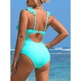 thumbnail image 5 of Sociala V Neck Monikini Swimsuit for Womens Ruffled One Piece Bath Suit, 5 of 5
