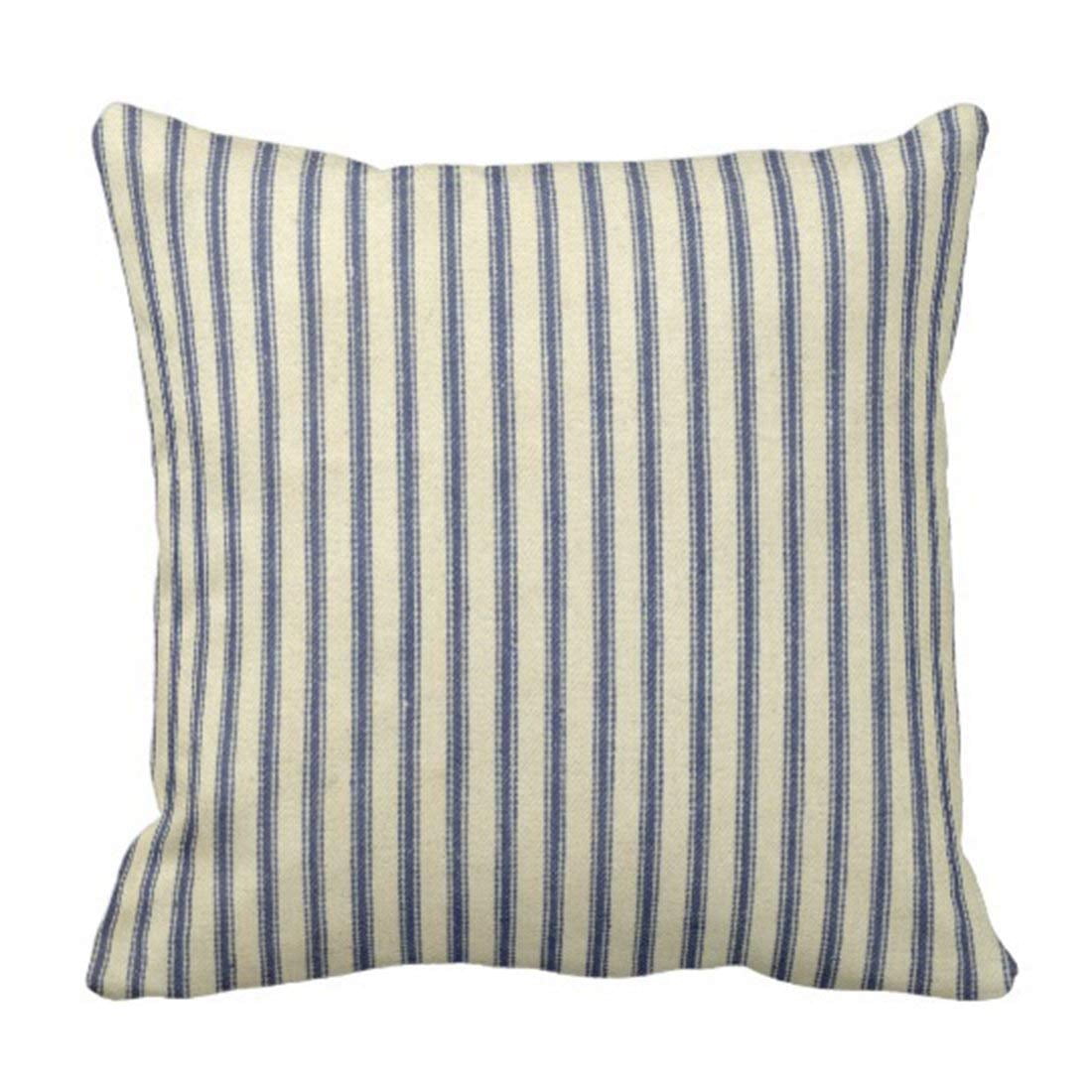 ARTJIA Retro Ticking Blue & White Striped Vintage French Pillowcase