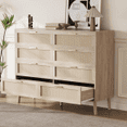 thumbnail image 5 of 8 Drawer Rattan Dresser with Large Table Top,Mid Century Modern Dresser for Closet Dresser Bedroom, Living Room, Hallway, Entryway,47.2" x 15.7" x 37", 5 of 6