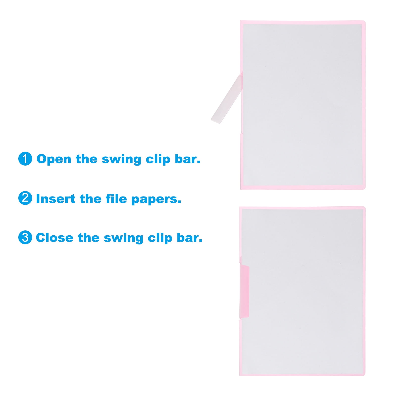 Uxcell Plastic Folders with Mid-Side Swing Clip, 5 Pcs Report Folder for A4 Paper, White