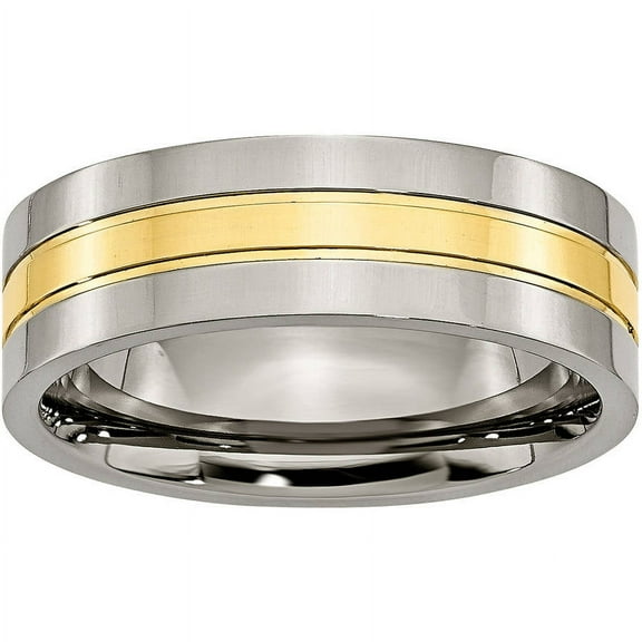 Titanium Yellow IP-plated Grooved 7mm Polished Band