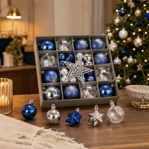 Qndoxp Xmas Tree Hanging Baubles Christmas Ball Ornaments Electroplated Plastic Holiday Indoor Home Party Decoration