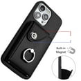 thumbnail image 5 of Allytech Wallet Case for Apple iPhone 15 Pro with Ring Holder Stand, Vintage Premium PU Leather 8 Cards Slots Shockproof Bumper Anti-Scratch Magnetic Closure Case Cover for iPhone 15 Pro,Black, 5 of 6