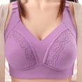 thumbnail image 3 of Tbopshirt Bras for Women Solid Color Lace Panel Push Up Wireless Breathable Everyday Bra, 3 of 5