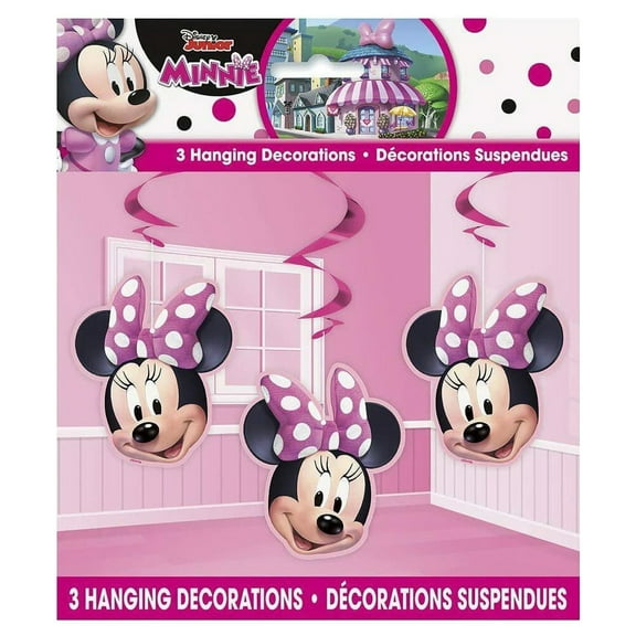 Unique Minnie Mouse Hanging Swirl Decorations - 26" Pink 3 Pcs