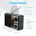 thumbnail image 5 of Solar Portable FM/AM SW Radio, Bluetooth Speaker, MP3 Player, Rechargeable, Emergency LED Flashlight, Outdoor & Indoor Use, 5 of 13