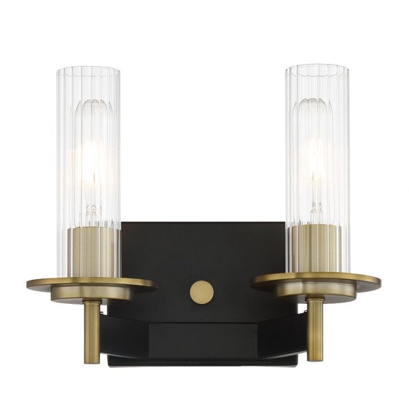 Baldwin Park 2-Light Bathroom Vanity Light in Coal and Soft Brass