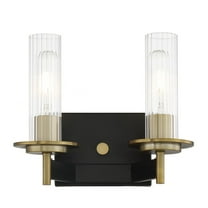 Baldwin Park 2-Light Bathroom Vanity Light in Coal and Soft Brass