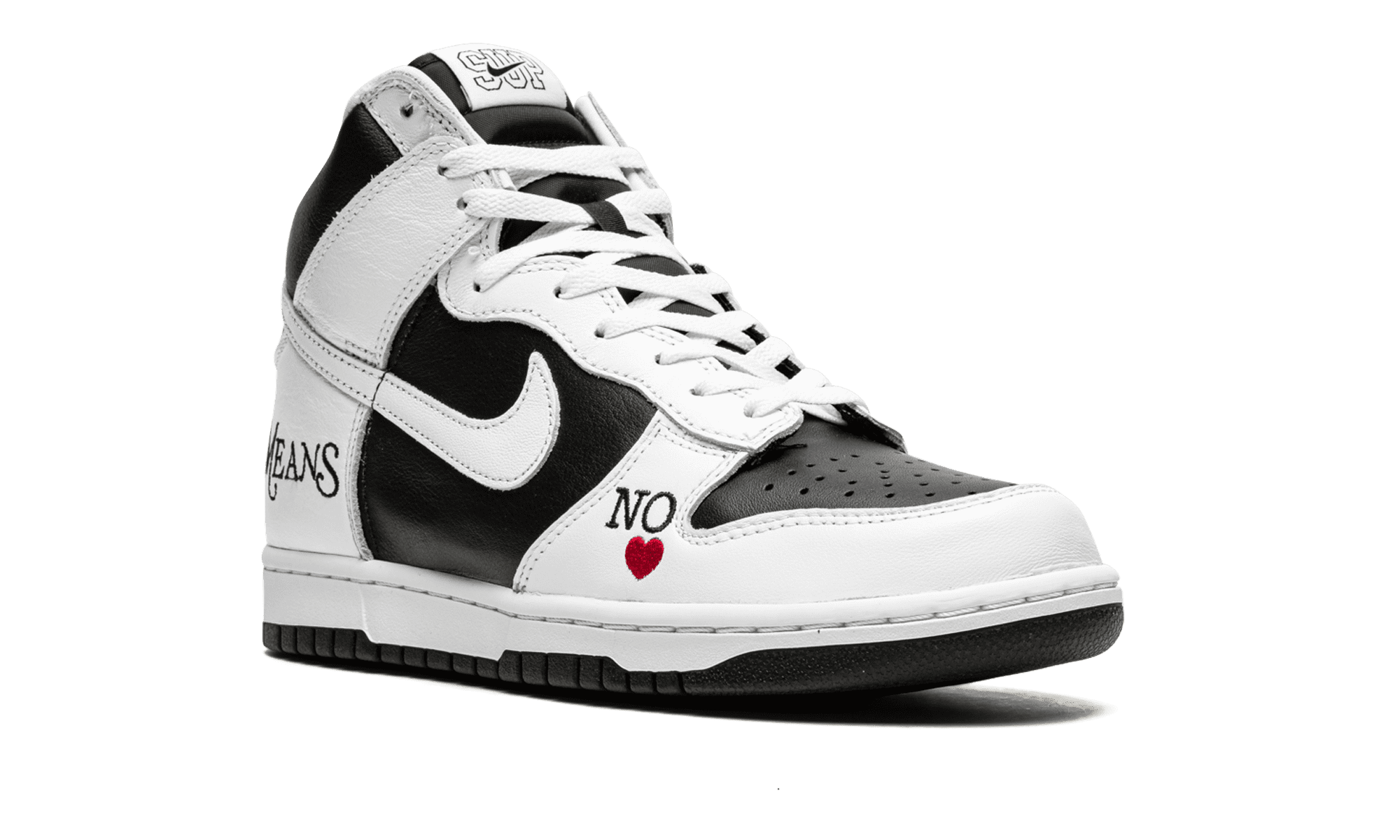 NIKE MENS SB Dunk High "Supreme - By Any Means - White/Black" DN3741 002 DN3741 002 from Stadium Goods