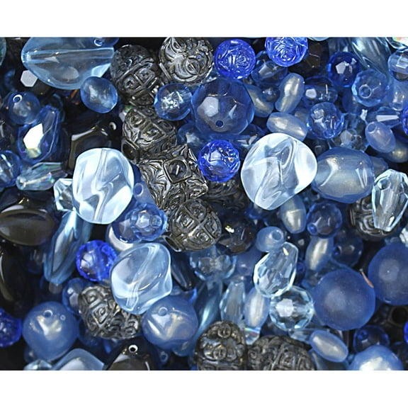 S&S Worldwide Acrylic Element Beads, 1/2 lb, Bag of 1100, Assorted Blue Colors and Shades