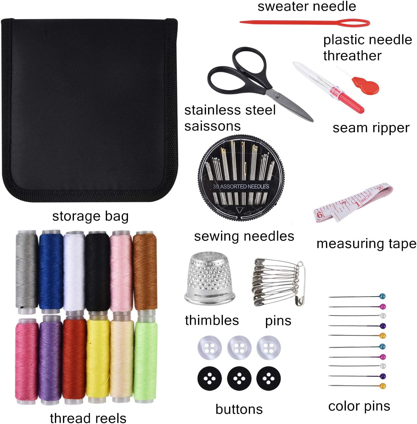 Home and Emergency Use Portable Mini Sewing Supplies for Beginner Kids RFWIN Travel Sewing Kit 72pcs Needle and Thread Kit 