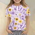thumbnail image 5 of Abcomgle Girls Tshirts 8-10 Years Old Summer Short Sleeve Toddler T-Shirt Lavender Sunflower Print Toddler Girls T-Shirts Gradient Crewneck Cotton Tops, 5 of 5