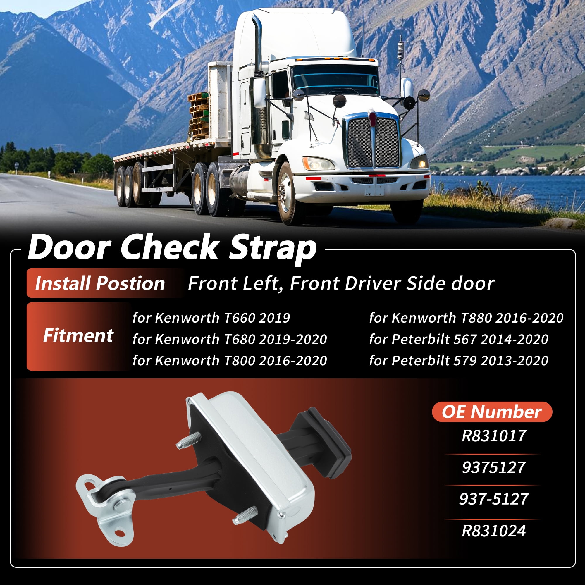 Unique Bargains Front Left Door Check Strap for Kenworth T660/680 T800/880 16-20