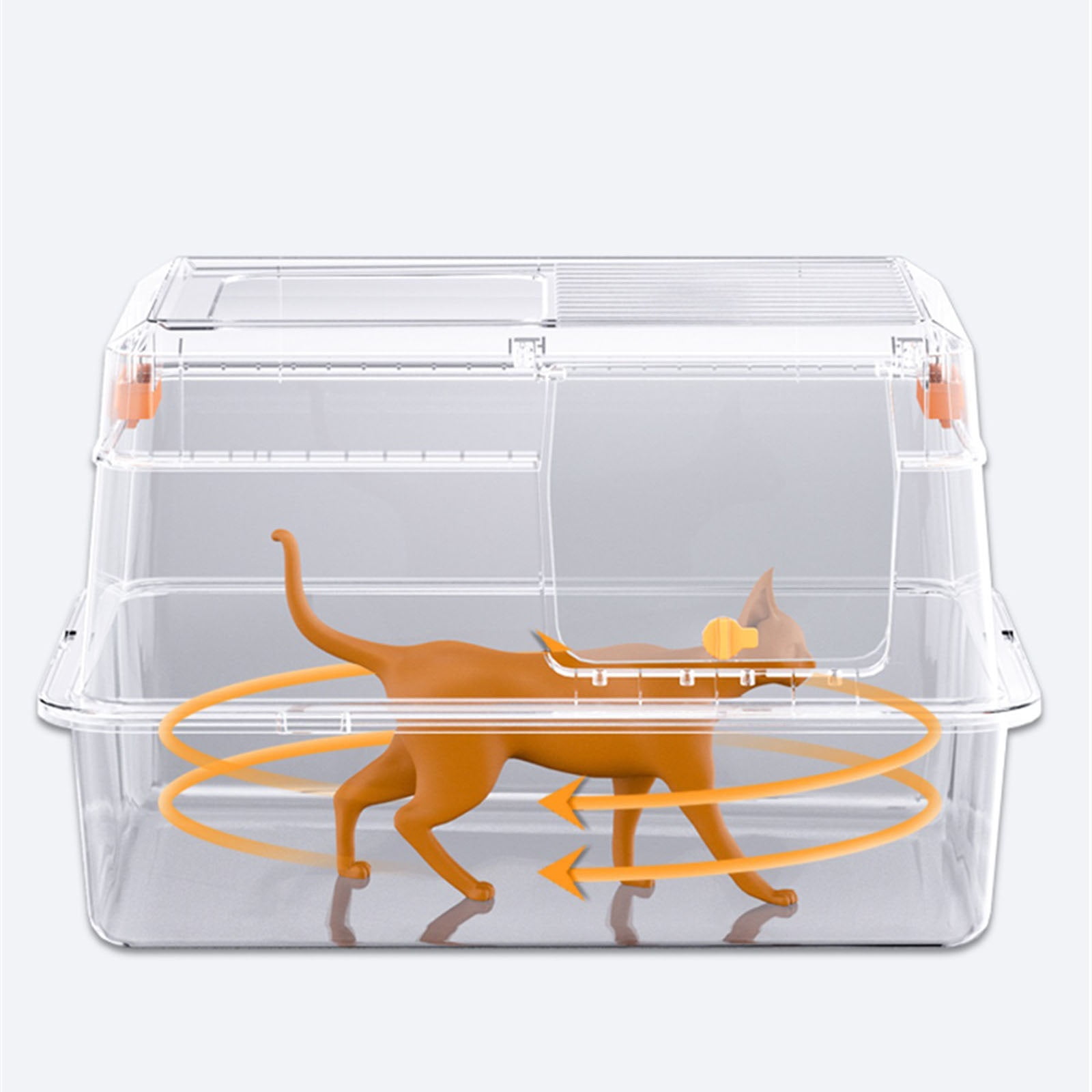 Stainless Steel Litter Box with Lid, Front Entry Top Exit Kitty Litter Box, Easy Clean Metal Kitty Litter Box with Litter Scoop and Climbing Ladder