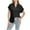 Black, variant on WREESH Women's Button Down Shirt Casual Solid V-Neck Short Sleeve Top Casual Blouse with Pocket Olive Green