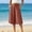 Brick Red, variant on Women's Linen Cropped Wide Leg Pants Elastic Waist Casual Palazzo Trousers with Pockets Navy L