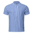 thumbnail image 3 of Bcfgryg Male Casual Stripe Shirt Short Sleeve Stand Collar Shirt Blouse Tops Men's Casual Shirts, 3 of 5