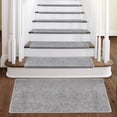 thumbnail image 5 of Bullnose Carpet Stair Treads Set Tape Free Non-Slip Indoor Stair Protectors Pet Friendly Rugs Covers Soft Skid Resistant Washable Reusable 9.5" x 30"x1.2" (14 Pieces, Light Gray), 5 of 7