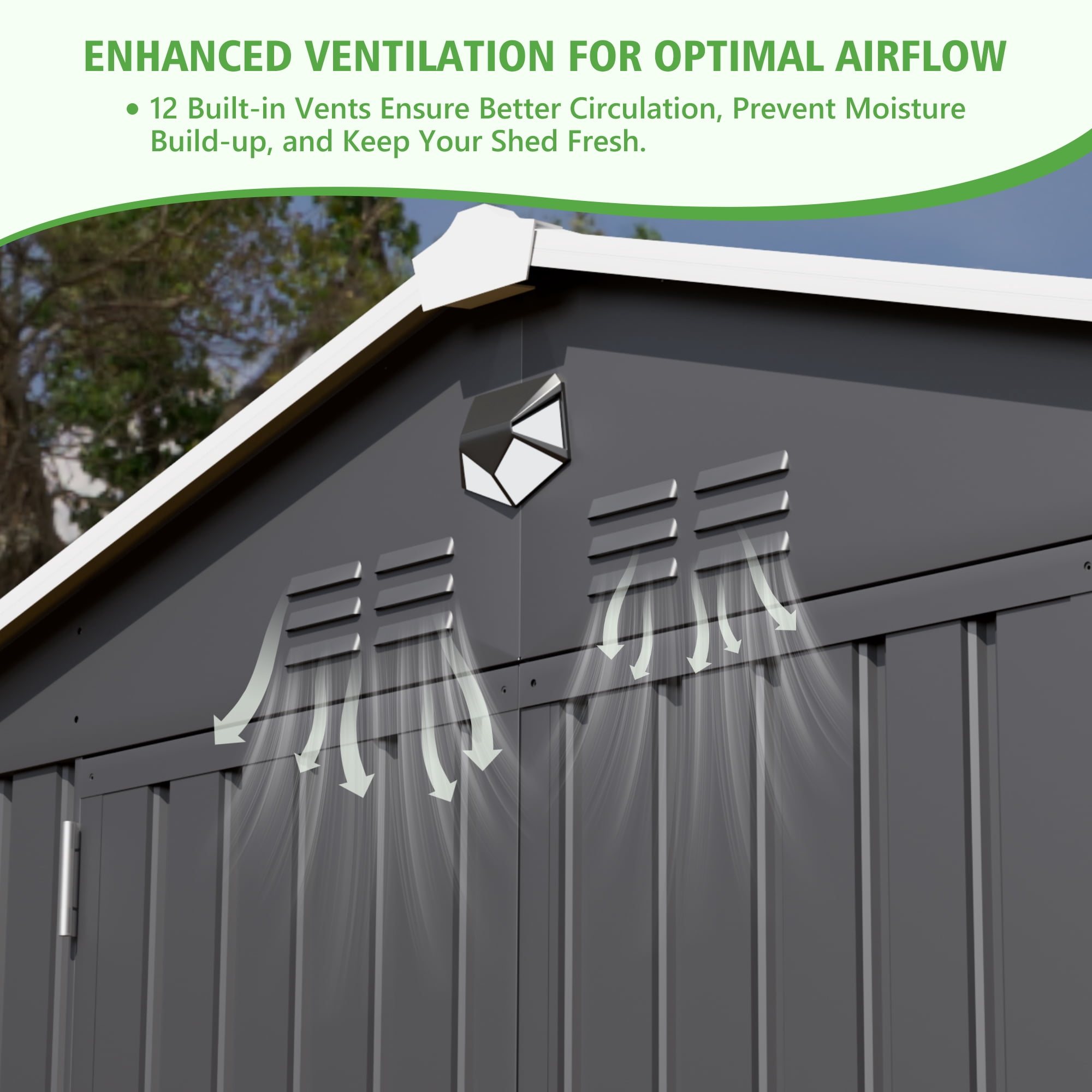 10 ft. W x 12 ft. D Metal Storage Tool Shed, Outdoor Shed with Window & Air Vents