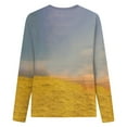 thumbnail image 5 of Pompotops Chemises pour Femmes Col Rond Imprimé Manches Longues Hauts Blouse Régulière Imprimée Liquidation, 5 of 5