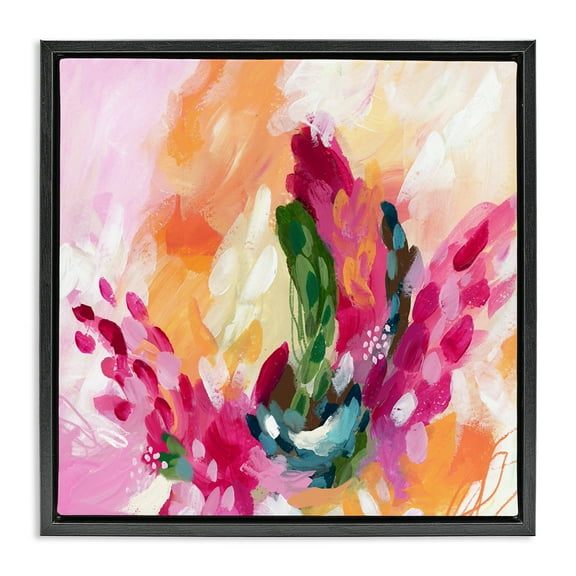 Stupell Industries Abstract Tropical Punch Abstract Painting Black Floater Framed Canvas Art Print Wall Art, 18 x 18