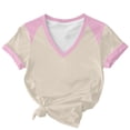 thumbnail image 4 of Craaazy Women Color Block Shirts V Neck Raglan Sleeve Casual Loose Fit Blouses Tops Gift, 4 of 5