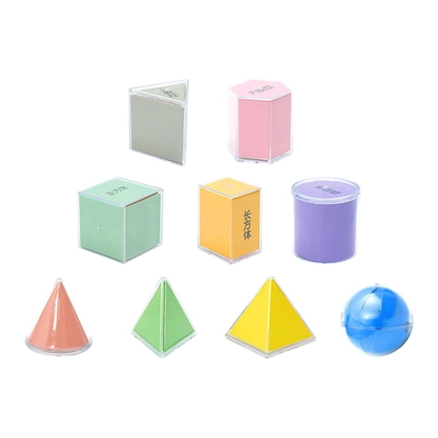 arctrm 9 Pieces Geometric Solid Blocks Pattern Set Three Dimensional Shapes Educational 9pcs